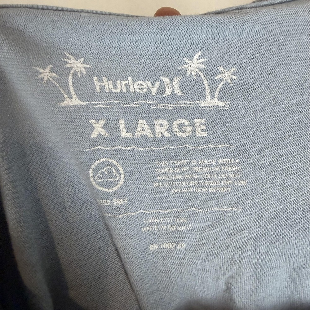 Hurley Shirt Mens XL Blue Baracuda Bar Fish Graphic Tee Tagless Cotton Beach - Picture 6 of 10